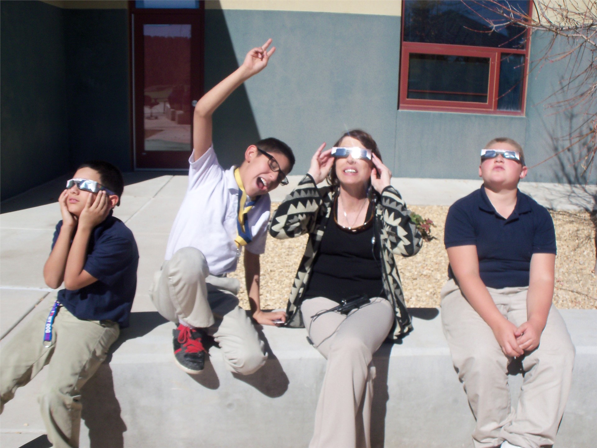 Students watching the eclipse.