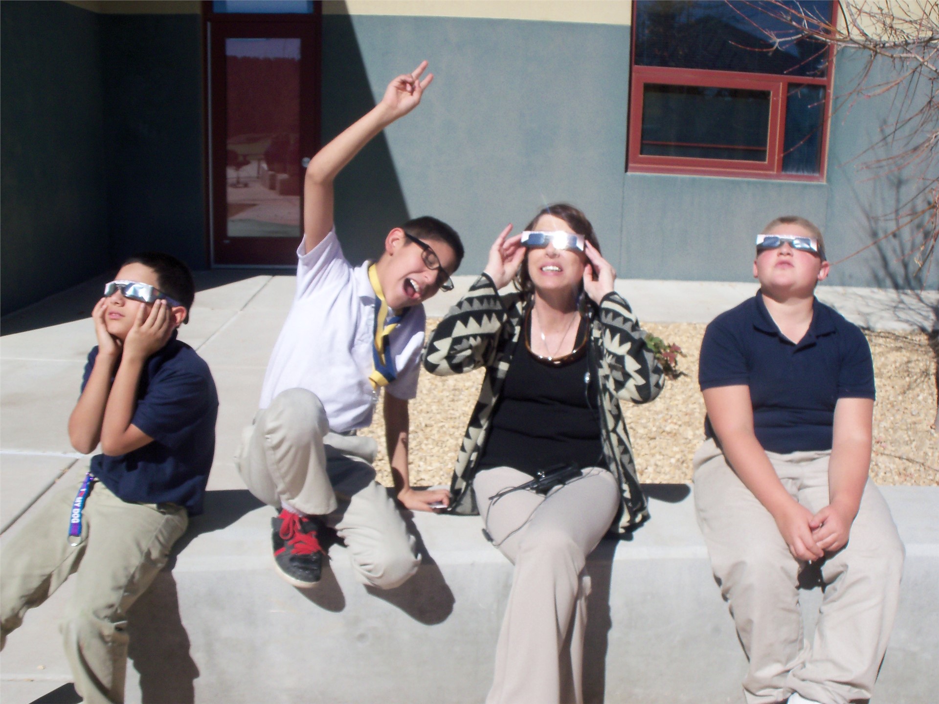 Students watching the eclipse